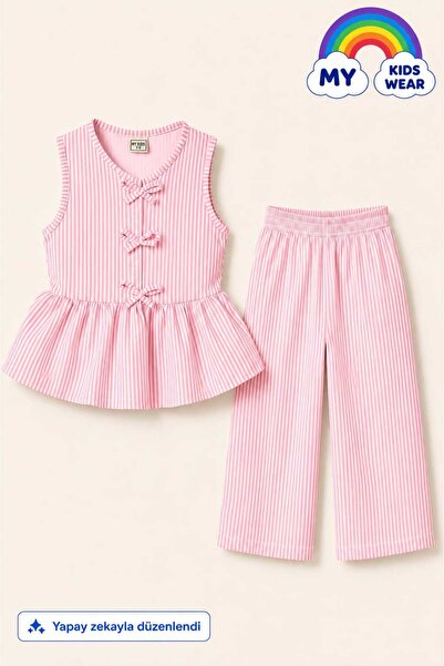 My Kids Wear Girl's Bella Bow Detailed Top and Bottom Set 12798
