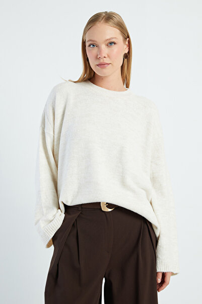 Fulla Moda Basic Crew Neck Casual Knit Sweater