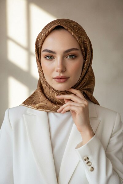 Vissona %100 Twill İpek Degrade Desenli Hardal Renkli 90x90 Eşarp Dikim Şekli...