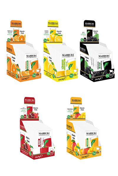Mahbuba Limon Portakal Dut Mango Nar Aromalı Soğuk Toz İçecek 5x24x9gr