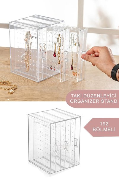 AHİR TİCARET Akrilik Çekmeceli Takı Düzenleyici Stand - Kolye,Küpe,Bileklik Organizeri
