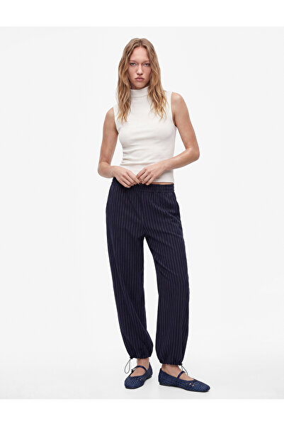 Koton Striped Trousers with Elastic Cuffs and Pocket Detail