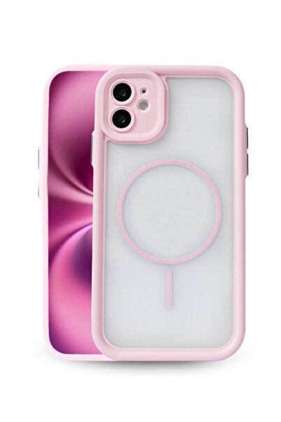 Vissona iPhone 11 Kılıf – Kamera Korumalı – MagSafe Uyumlu – Pembe Renk – Mat...