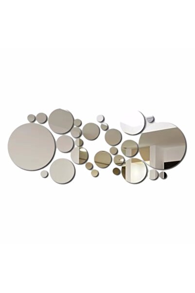 Choice Medium Silver 26pcs Round Acrylic Mirror Stickers - Self-Adhesive Remo...