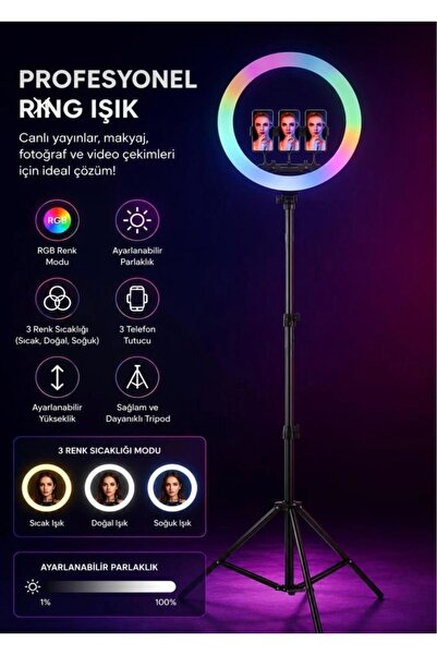 SNEXPRES Reing Fill Light Led Işıklı Tripod 14 Inç Halka Youtuber Tiktok Maky...
