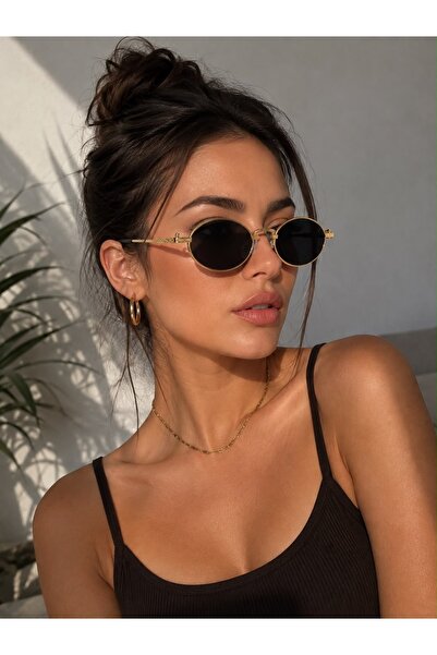 Mise Aksesuar Retro gold çerçeve minimal güneş gözlüğü özel tasarım