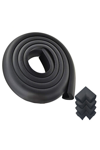 Evokids Thick (2 Meters Rubber Edge + 4 Corner Pieces) Black Rubber Corner Ed...