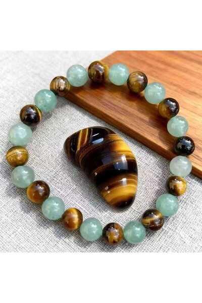Choice 1 huyan Elegant Yellow Tiger Eye and Green Aventurine Semi-Precious St...