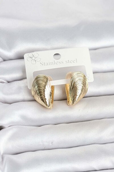 Inure Jewelry 316L Steel Gold Color Mussel Model Women's Earrings