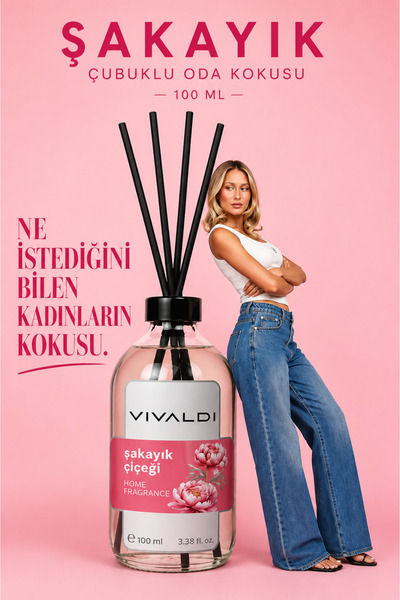 Vivaldi Home Şakayık Çiçeği Çubuklu Oda Kokusu 100 ml, Çiçeksi & Zarif Koku, ...