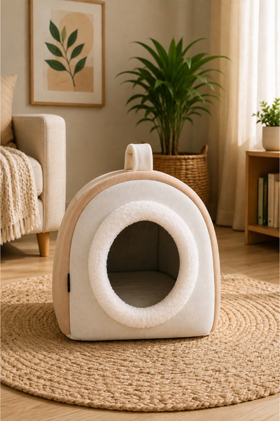 Genel Markalar Most Taşınabilir Kahverengi Kedi Yatağı Kedi Evi Yıkanabilir 50x30 Cm Taşınabilir Kedi Evi