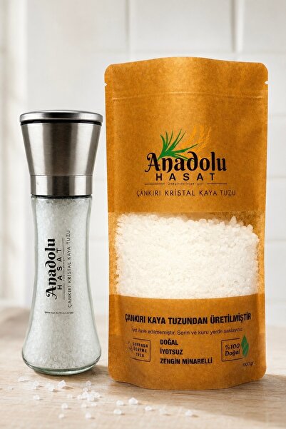 ANADOLU HASAT ÇANKIRI KRİSTAL SOFRADA ÖĞÜTME KAYA TUZU 1KG + Seramik Bıçaklı ...