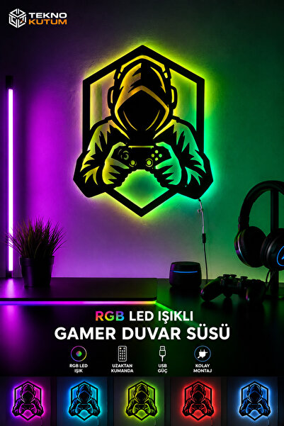 TEKNOKUTUM TEKNO KUTUM Kişiye Özel İsimli LED Oyuncu Tablosu, Gaming Gamer Od...