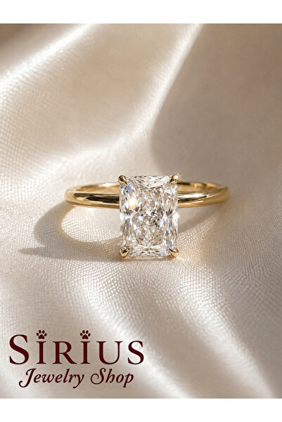 sirius jewelry 925 Gümüş | Baget Kesim Alttan Ayarlanabilir Tektaş Yüzük