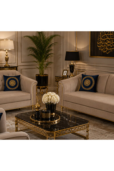 SEHARA 2 Pieces Velvet Cushion Cover/40X40Cm/Silvery Leather Embroidery/Navy ...