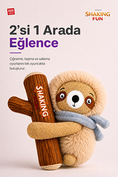 Gigwi Shaking Fun Serisi Hışırtılı ve Sesli Tembel Hayvan Peluş Köpek Oyuncağ...