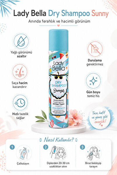 Lady Bella Kuru Şampuan Ekstra Hacim Kuru Şampuan Summer 200 ml