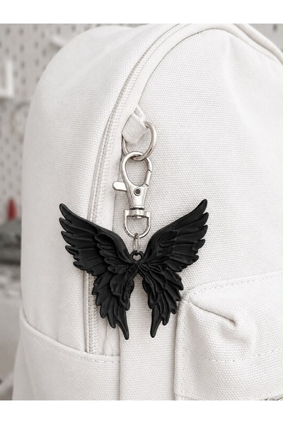 daligra Black Angel Wing Bag Charm – Bag Charm, Bag Decoration, Keychain Acce...
