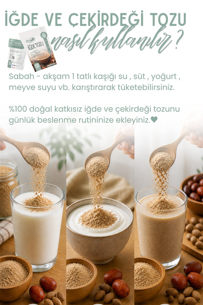 Emine türk anneli 250 gr Iğde Ve Çekirdeği Tozu ( Iğde Unu) % 100 Doğal Günlük Taze Öğütülür Annemeli