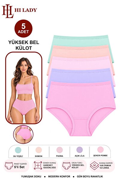 Hilady Women Panties Lycra Stretchy Cotton Fabric High Waist Panties Soft Colors