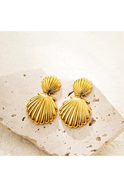 Choice6 T047 Punk Gold Plated Texture Stainless Steel Snail Conch Shell Earri...