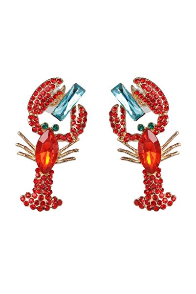 Choice 23143 1 Beach Red Rhinestone Lobster Earrings Vacation Party for Women...