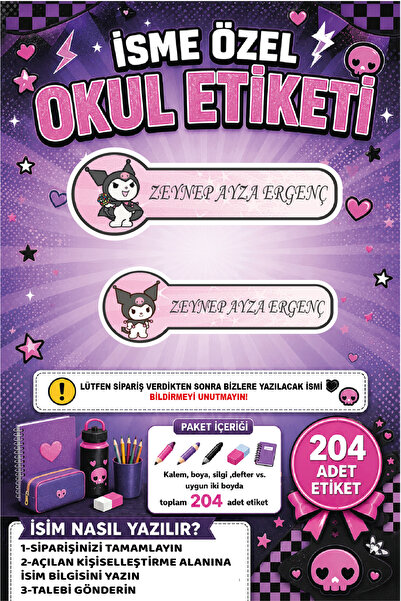 Ayza Tasarım Kalem Defter Kitap Etiketi İsim Etiketi Kişiye Özel Yapışkanlı K...