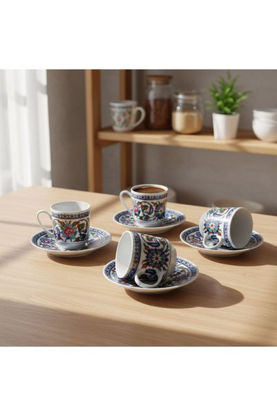 Güral Porselen Gözde Double 4-Person Coffee Cup Set 60932