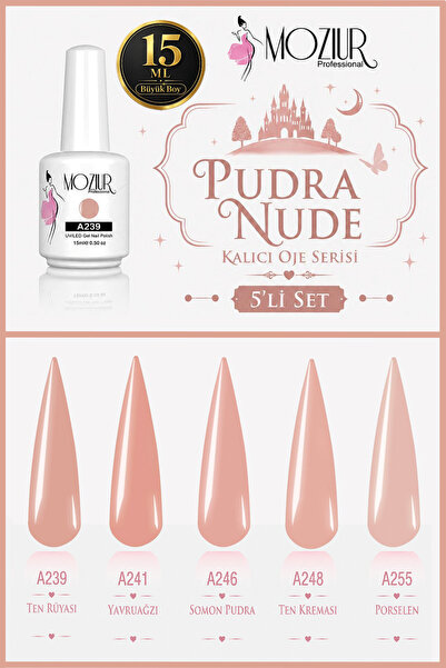MOZIUR Pudra Nude Kalıcı Oje Serisi 15ml Büyük Boy