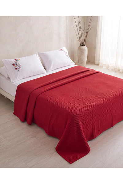 Cicim Home Mercan %100 Pamuk El Nakışlı Çift Kişilik Pike Takımı Premium Kalite