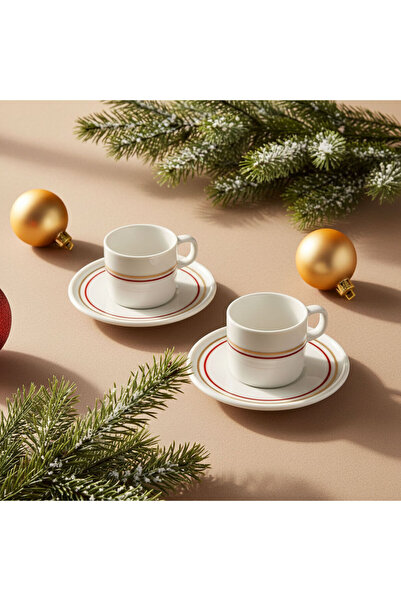 Güral Porselen Mental 2-Person Coffee Cup Set Gold (with Turkish Coffee Gift)