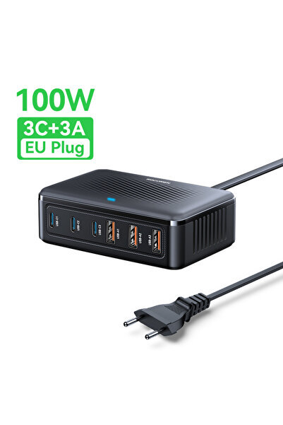 Choice 100W EU Plug Rocoren USB Charger 100W GaN Charger 6-ports Desktop Fast...