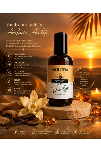Biolora Vanilya Aromaterapi Vücut Masaj & Spa Yağı 250ml.