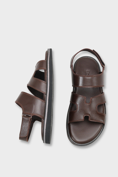 Capone Outfitters Axel Arkası Bantlı Açık Burunlu Konforlu Hakiki Deri Erkek Sandalet