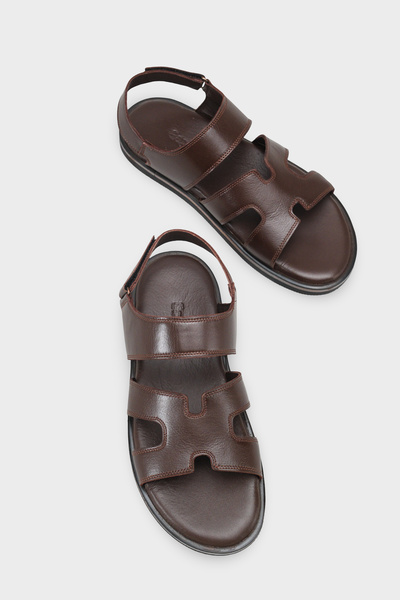 Capone Outfitters Axel Arkası Bantlı Açık Burunlu Konforlu Hakiki Deri Erkek Sandalet