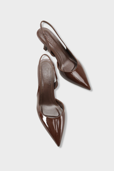 Capone Outfitters Ramonda Genuine Leather Lined Pointed Toe Mid Heel Open Bac...