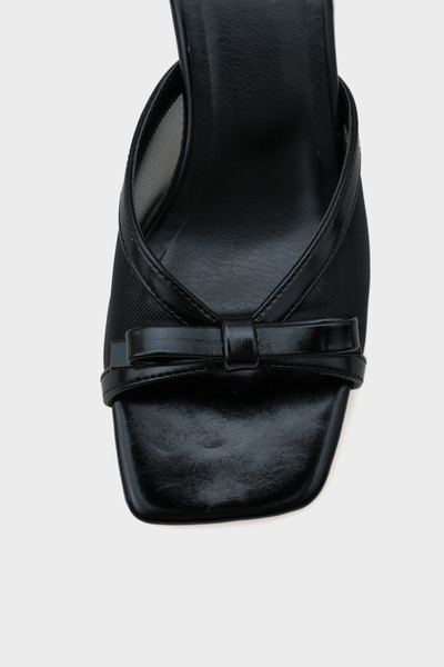 Capone Outfitters Midge Orta Topuklu Fileli Fiyonklu Kadın Terlik
