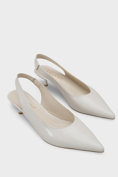 Capone Outfitters Tressa Genuine Leather Pointed Toe Open Back Mid-Heeled Wom...