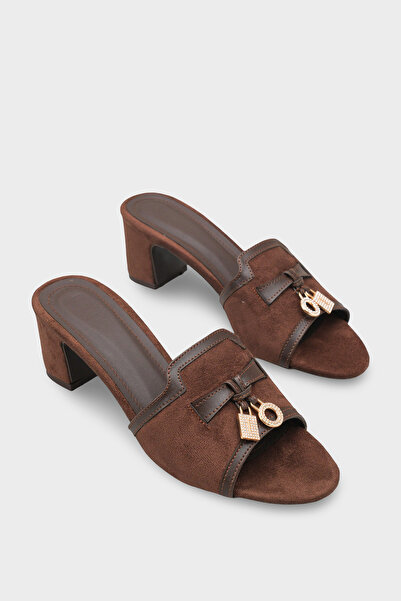 Capone Outfitters Nady Medium Heeled Single Strap Women's Slippers with Stone...