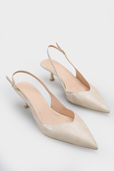 Capone Outfitters Yoki Pointed Toe Mid-Heeled Women's Shoes with Back Strap