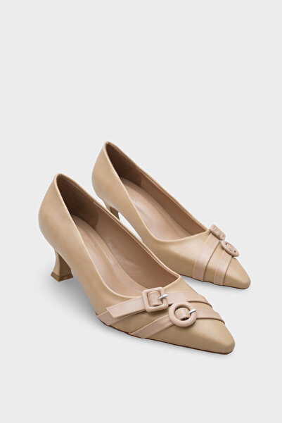 Capone Outfitters Mirabel Pointed Toe Buckle Mid-Heeled Women's Shoes