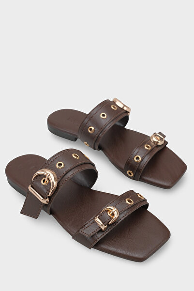 Capone Outfitters Дамски чехли Ники с равна подметка, с две метални катарами ...