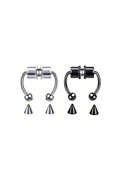 Choice5 K10-2Pcs- 2 Colors 1/2/3/4/5Pcs Fake Magnetic Nose Rings, Faux Pierci...