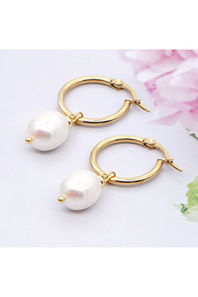 Choice S1-2pcs-golden EVISPOL Pearl Pendant Hoop Earrings for Women Christmas...