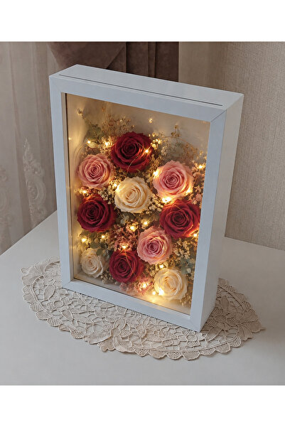Verda Çerçeve Ledli Yeni Trend 25x35 Cm Beyaz Derin Gül Tasarım Çerçevesi! Gü...