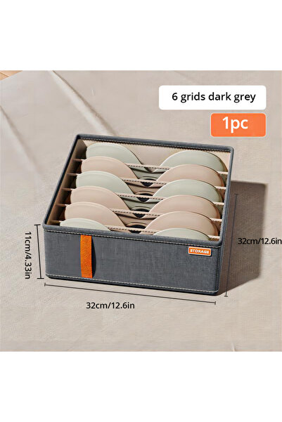 Choice 1pcBig 6 grid 1pc Dark Grey Underwear Storage Box Socks Underwear Stor...