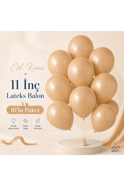 Marlon Balon Pastel Çöl Kumu Lateks Balon 11 İnç 10 Adet Doğum Günü Nişan Düğ...