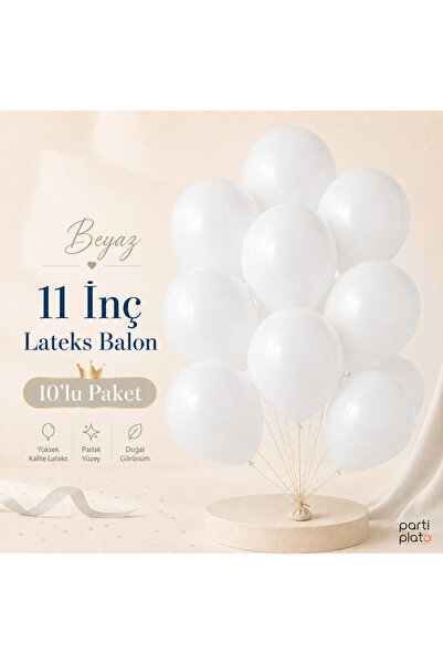 Marlon Balon Pastel Beyaz Lateks Balon 11 İnç 10 Adet Doğum Günü Nişan Düğün ...