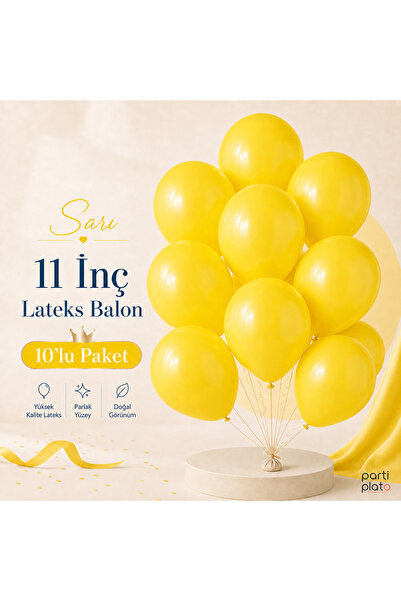 Marlon Balon Pastel Sarı Lateks Balon 11 İnç 10 Adet Doğum Günü Nişan Düğün B...