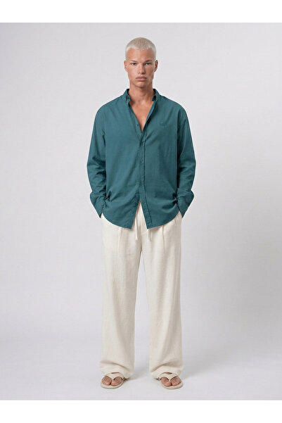 Respire Men's Textured Full-Fit Oversize Shirt Emerald